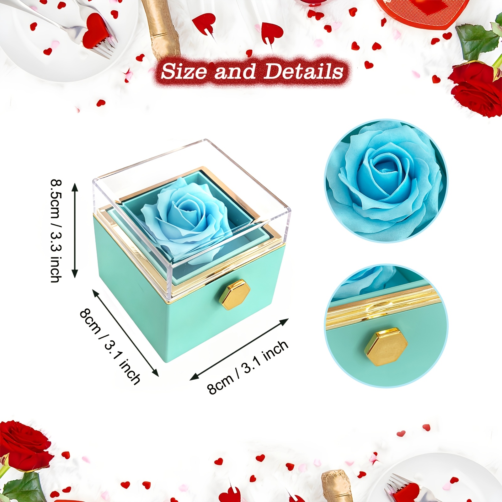 Blue Rose Rotating Gift Box with Clear Display Cover